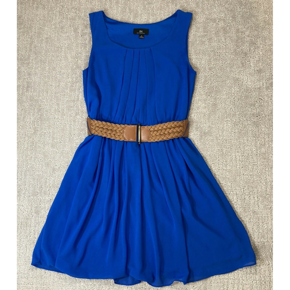 Scoop Neckline Dress W/ Woven/Elastic IN San Francisco Blue Soft - Picture 1 of 10
